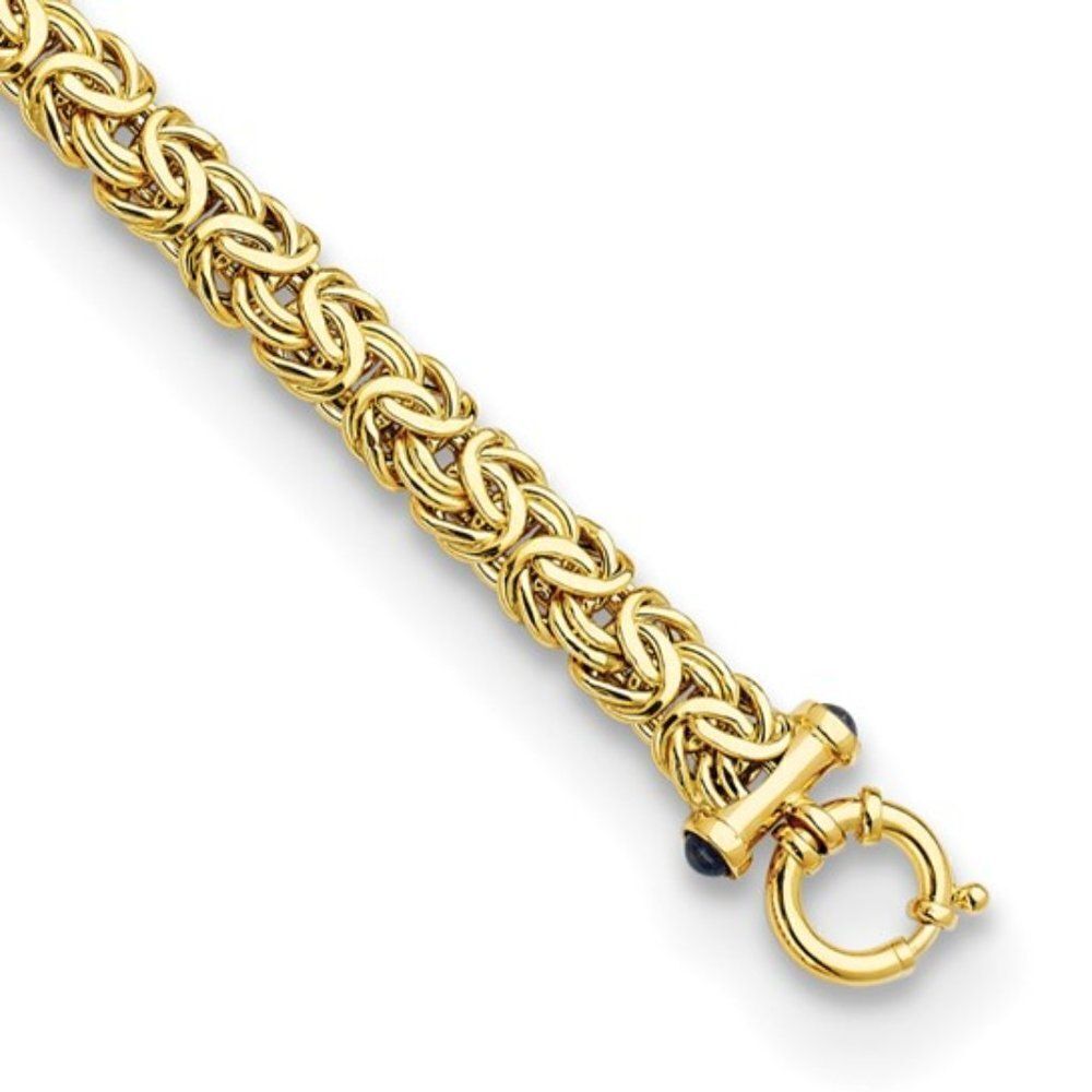 18k Gold Byzantine Bracelet with Sapphires: 7.5 inches long. Made in Italy